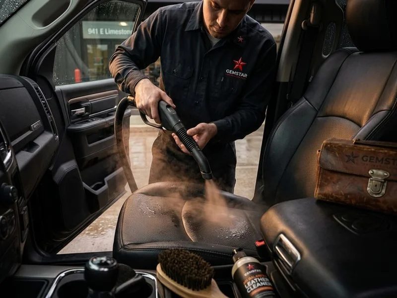 Interior detailing on truck cabin