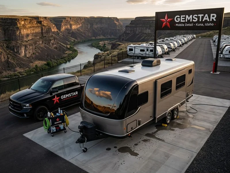 Mobile RV detailing at storage